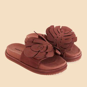 FARM Rio Women's Monstera Platform Slide Sandals Wine Size 11